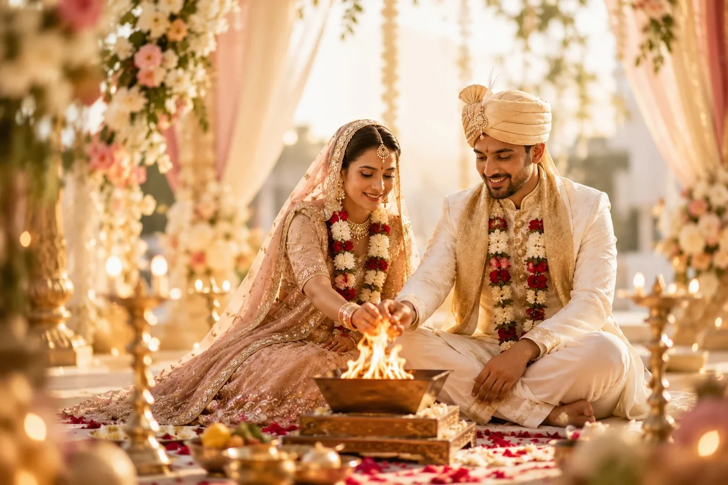 Vedic wedding ceremony with traditional rituals